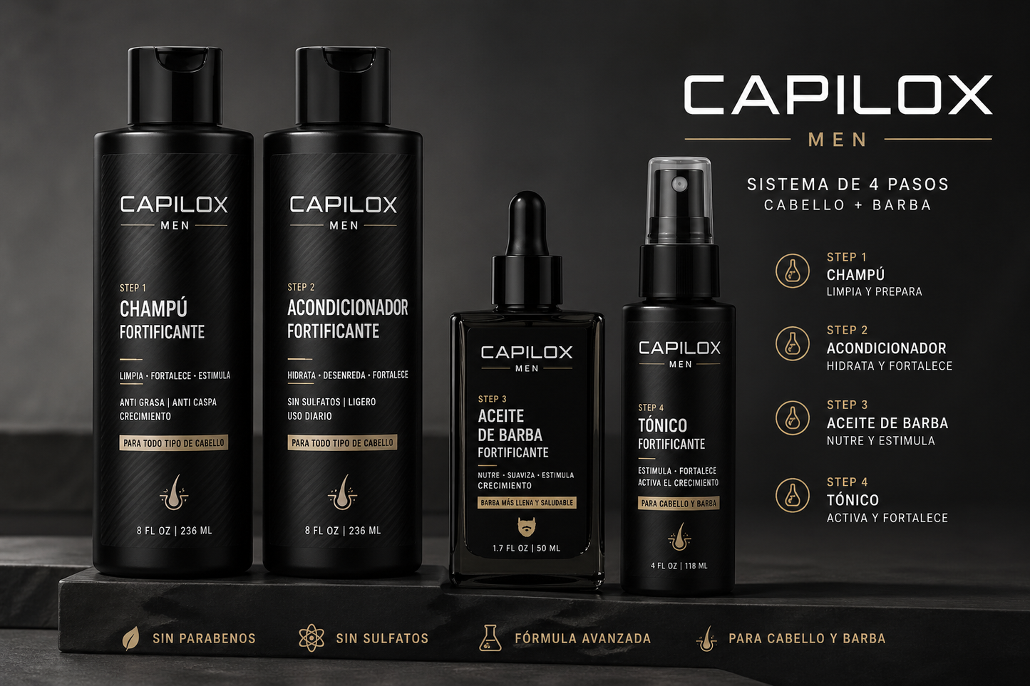CAPILOX MEN - Kit Crecimiento y anti-caída - Cabello & Barba del Hombre
