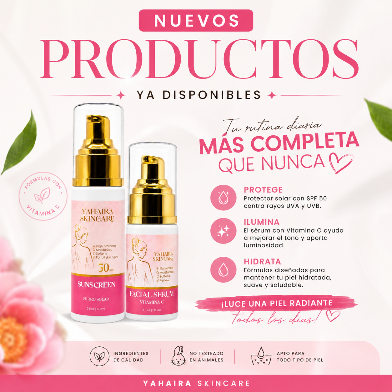 Dúo, vitamina C - protector solar y serum de vitamina C ￼