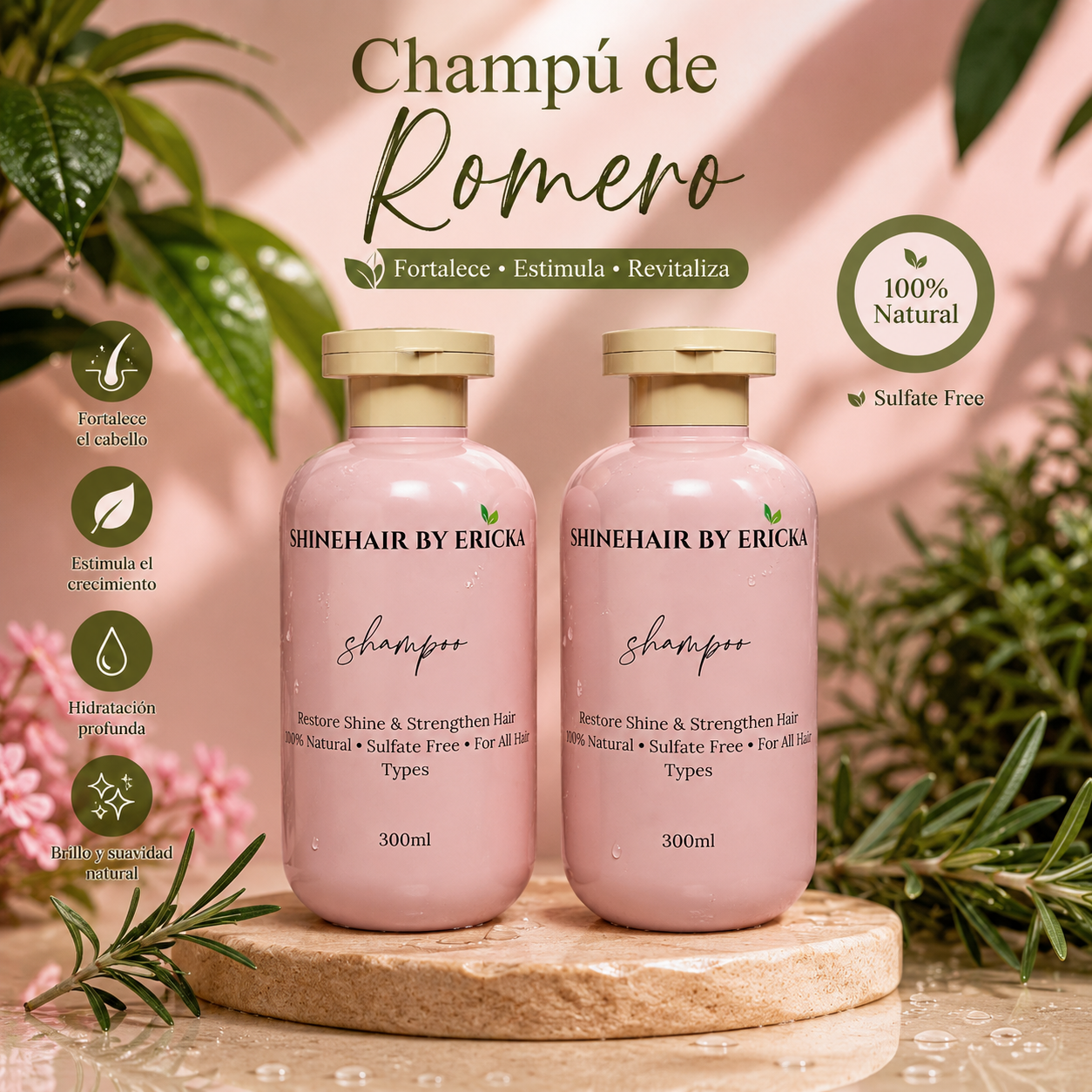 SHINEHAIR Moisturizing Herbal Shampoo Sulfate Free – Rosemary & Natural Growth