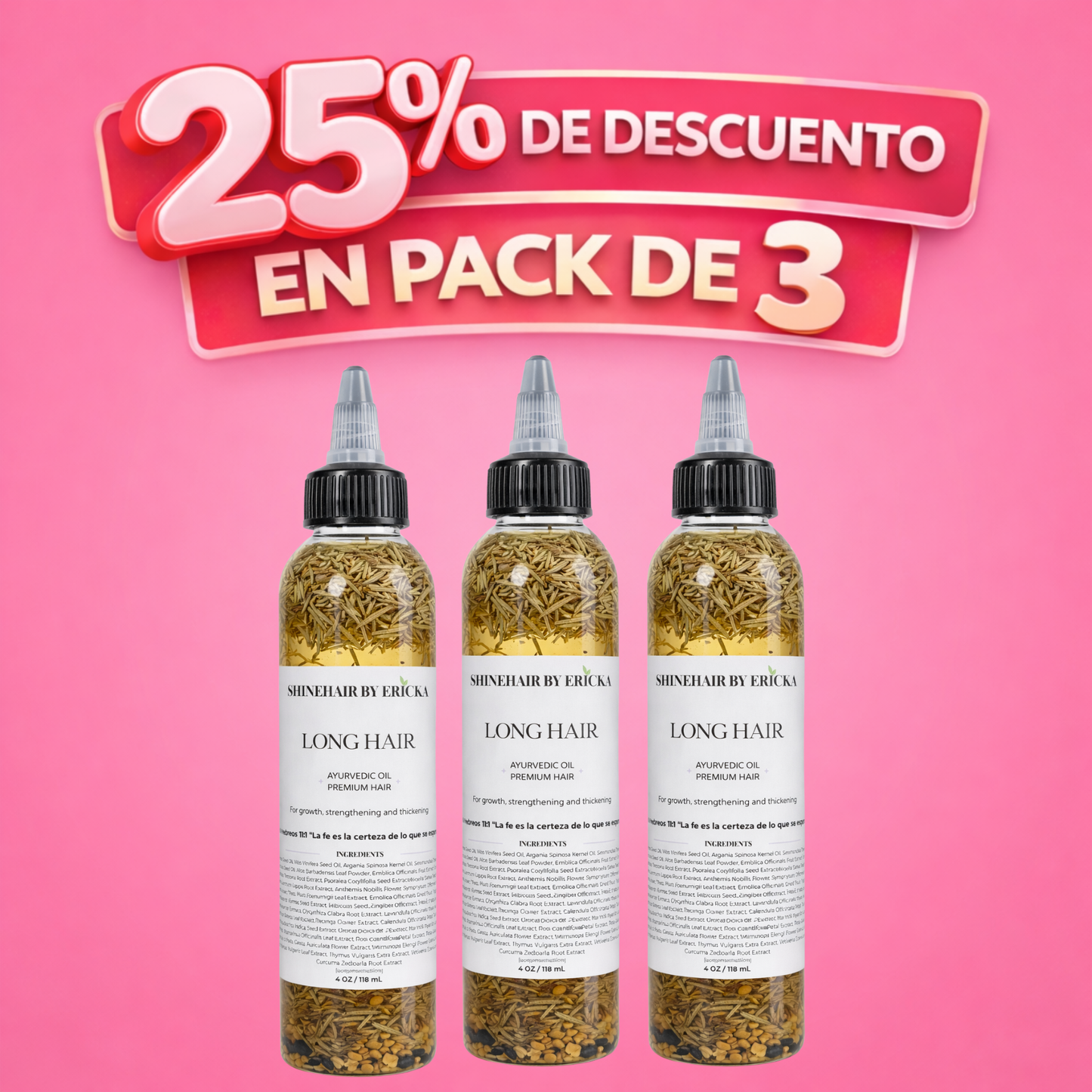 3 LONG HAIR - GROWTH & ANTI-HAIR LOSS OIL - WITH HERBS INSIDE