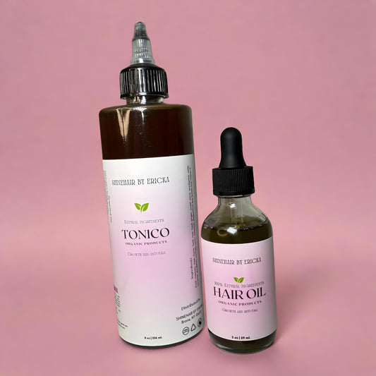 Set de Tónico anti-caída y aceite capilar crecimiento (2 & 8oz) o (4 & 8oz)